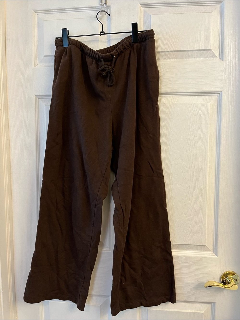 Brown Wide-Leg Drawstring Sweats